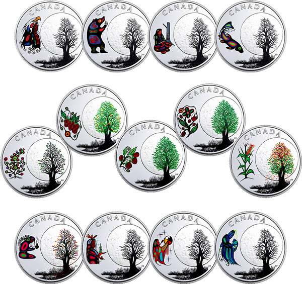 RCM-New-Release:--2018-13-Teachings-From-Grandmother-Moon-Pure-Silver-Coloured-13-Coin-Subscription